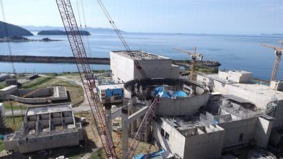 Aerial view of Angra 3 nuclear reactor construction site in 2017